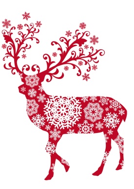 Christmas deer with ornaments and snowflakes, vector